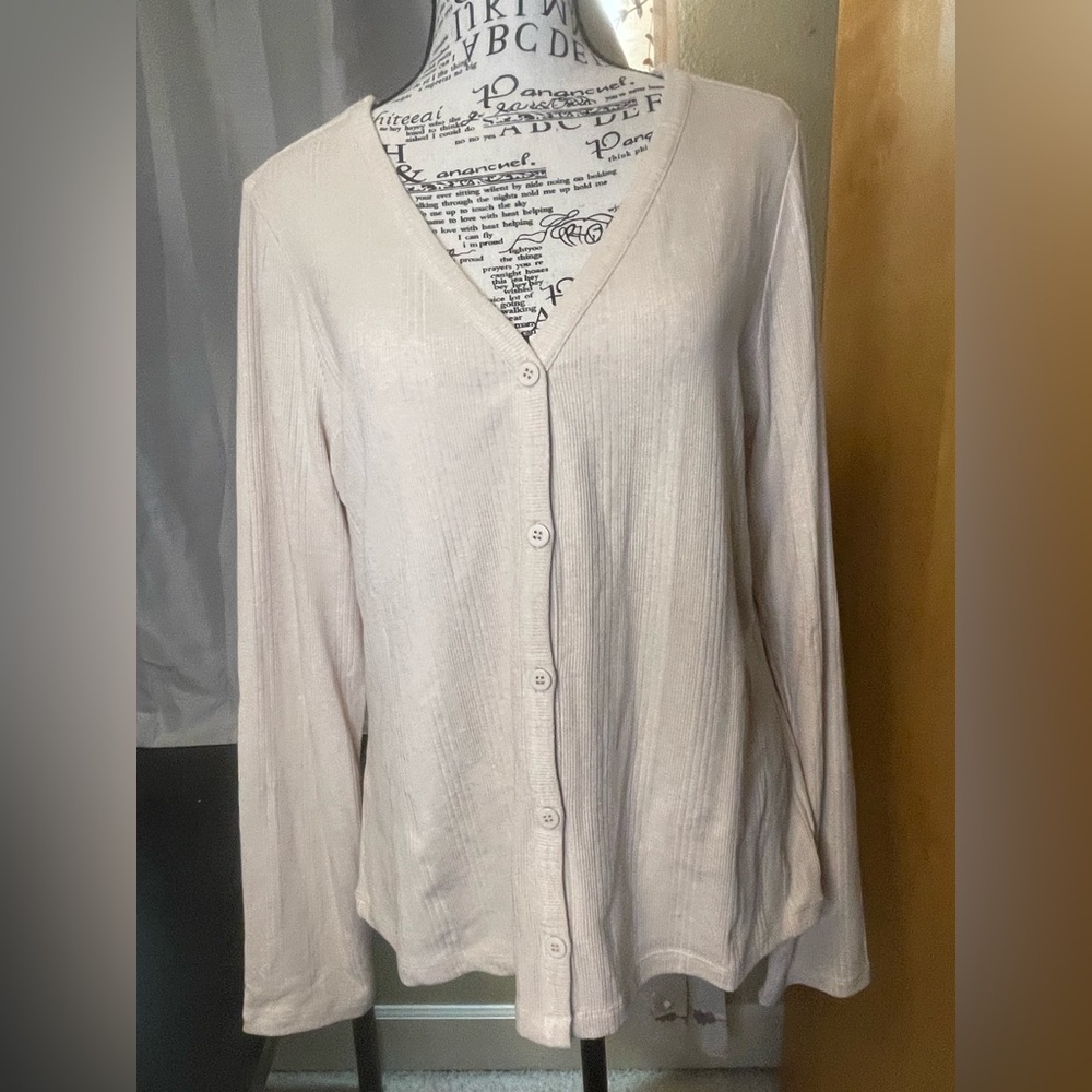 Sanctuary Cream Ribbed Button DownTop XL New with tags